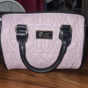 Betsey Johnson LUV Quilted Mini Tote Bag in Light Purple with Black Trim